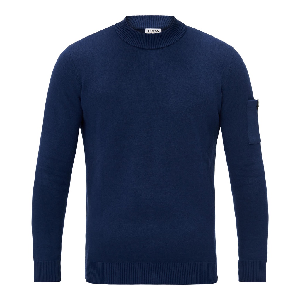 [TVID124011NavyS] mockneck pull donkerblauw (S)