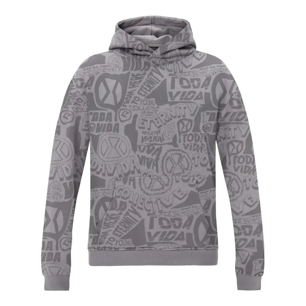 hoodie collective print grijs